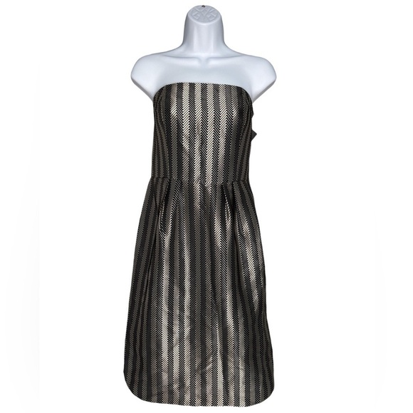 Liz Claiborne Women’s Dress Evening/Cocktail Chevron S/L Blk/Gld Size-6 NWT - Picture 1 of 5